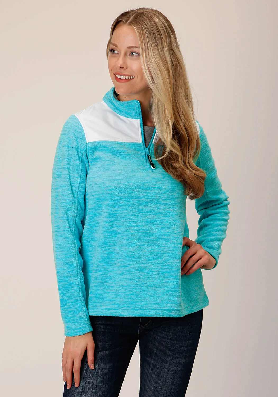 Roper Womens Micro Heather Turquoise 100% Polyester Fleece Jacket