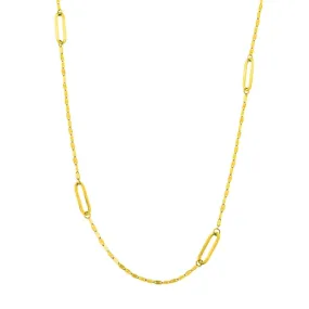 Roset Gold Label "Robin" Adjustable Hammered Long Link Station Necklace