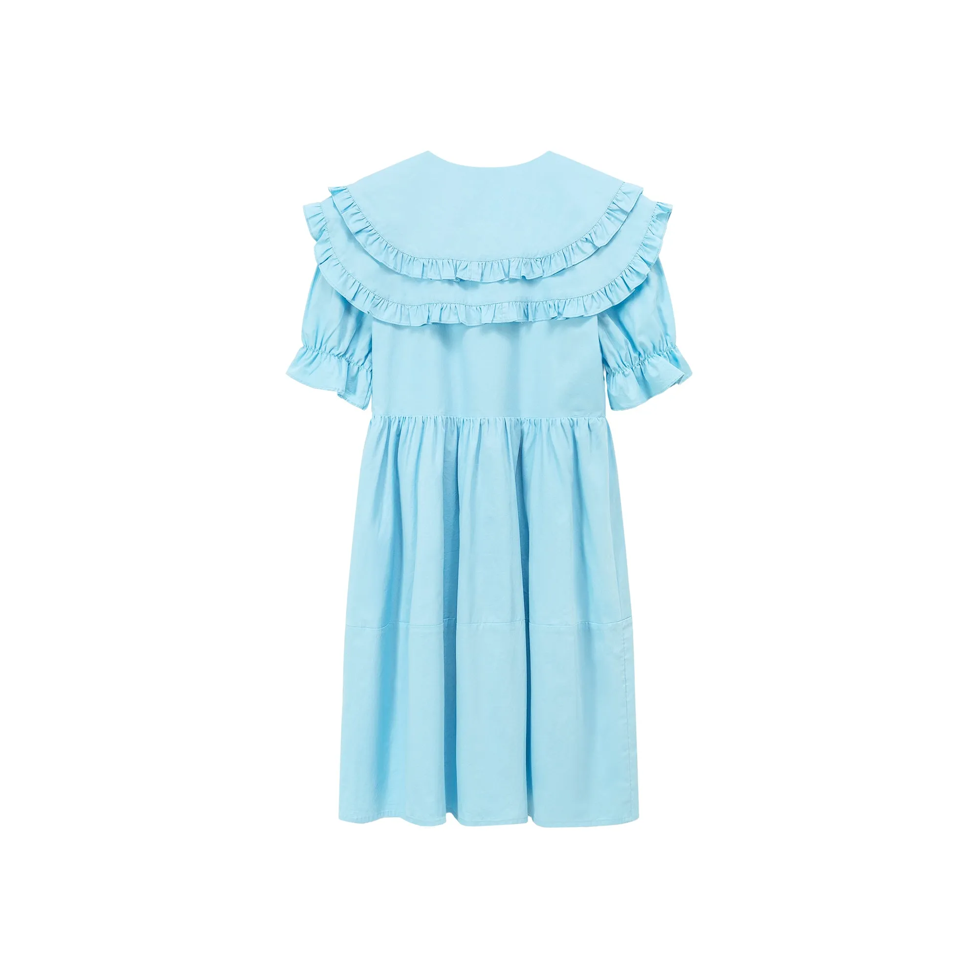 Ruffled Lace Colored Buttons Babydoll Dress