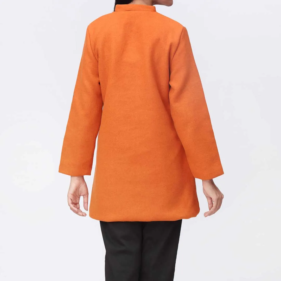 Rust Woolen Button Coat  PW9116