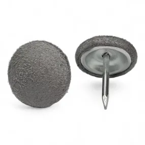 Silver Grey Faux Suede Fabric Covered Nail Back Buttons