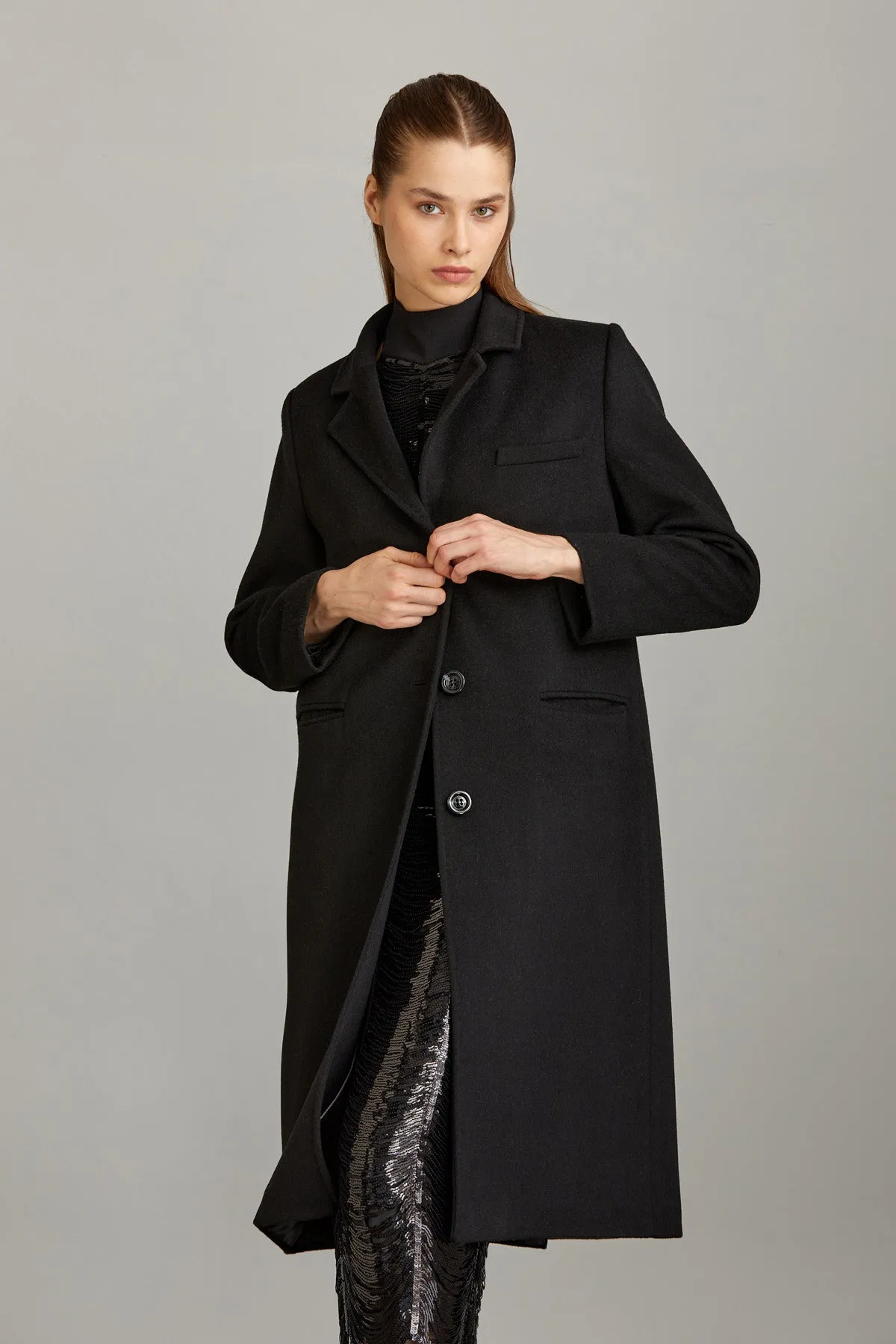 Slim Fit Isabella Notch Lapel Cachet Wool Coat