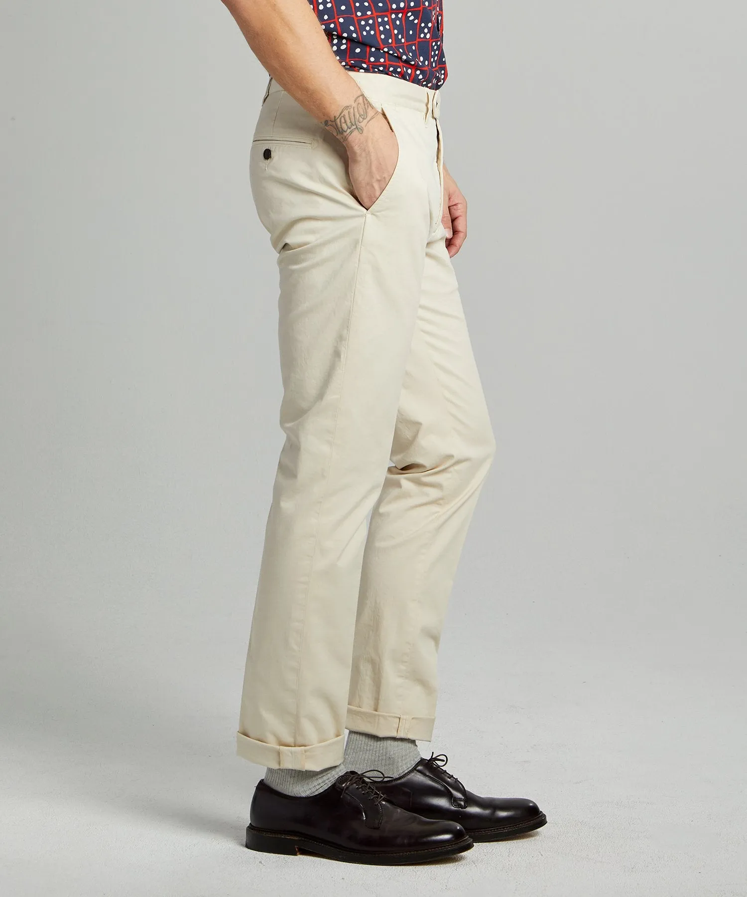 Slim Fit Tab Front Stretch Chino in Ivory Coast