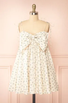 Soyeon | Mini Floral Babydoll Dress w/ Front Bow