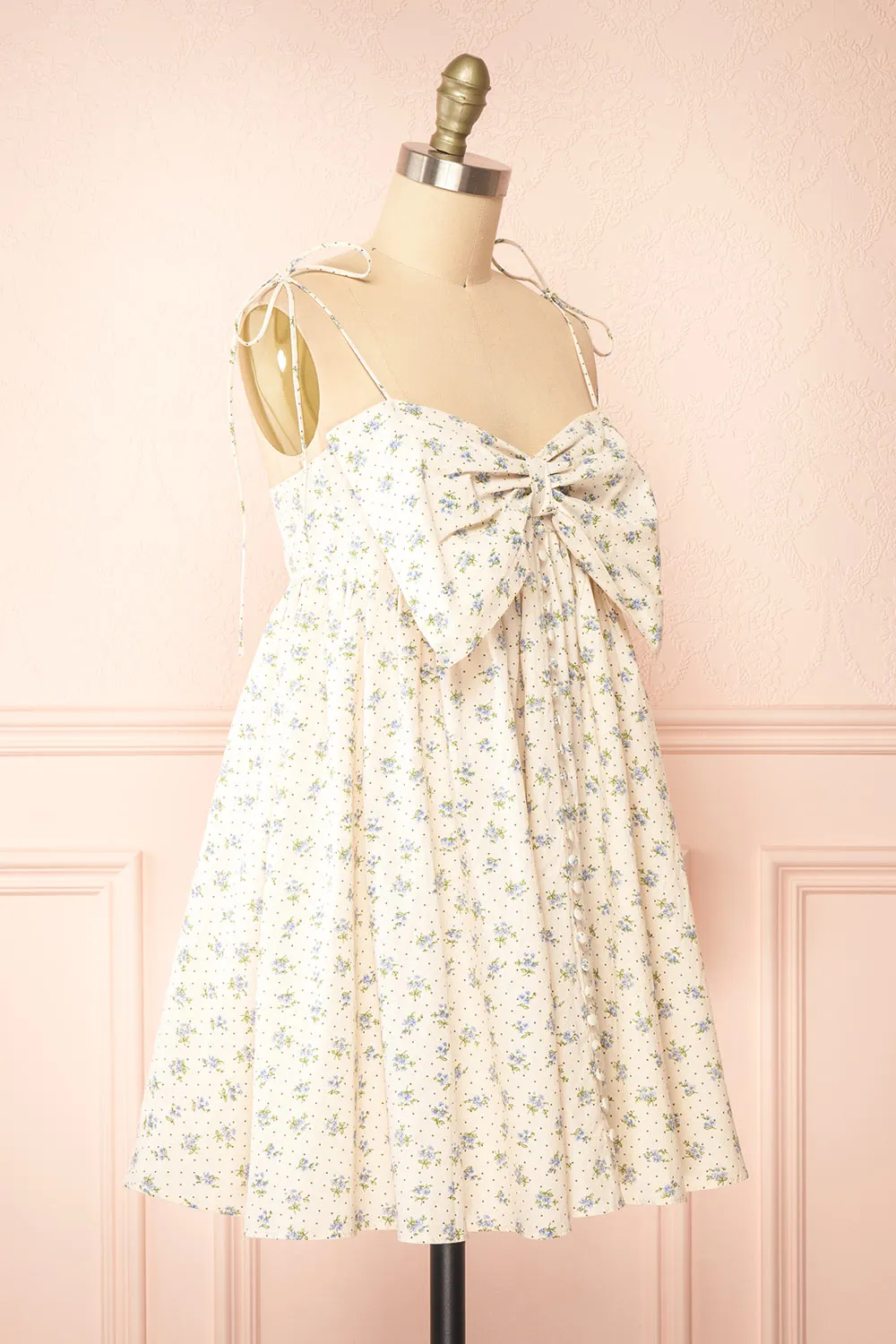 Soyeon | Mini Floral Babydoll Dress w/ Front Bow