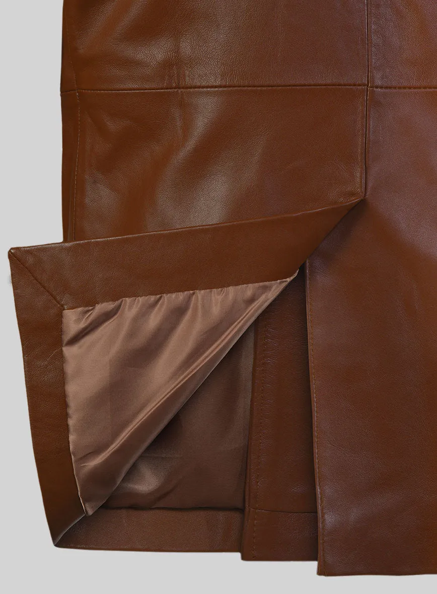 Tan Brown Leather Pea Coat