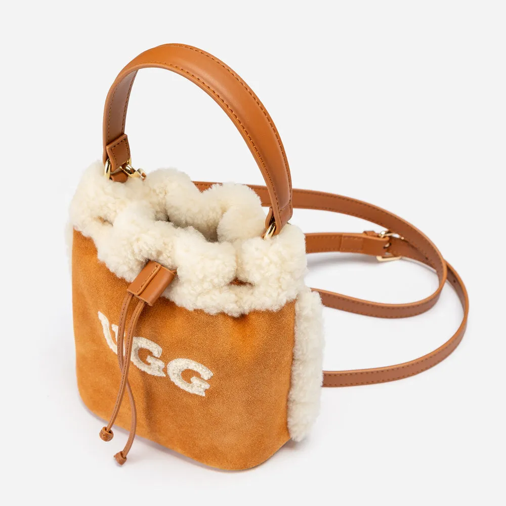 Ugg Shearling Logo Mini Bucket Bag