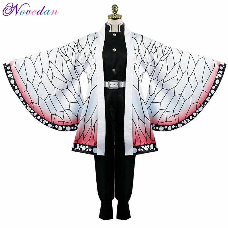 VenusFox Anime Demon Slayer Kimetsu no Yaiba Kochou Shinobu Cosplay Costume Women Kimono Uniforms Halloween Carnaval Party Costume Wig