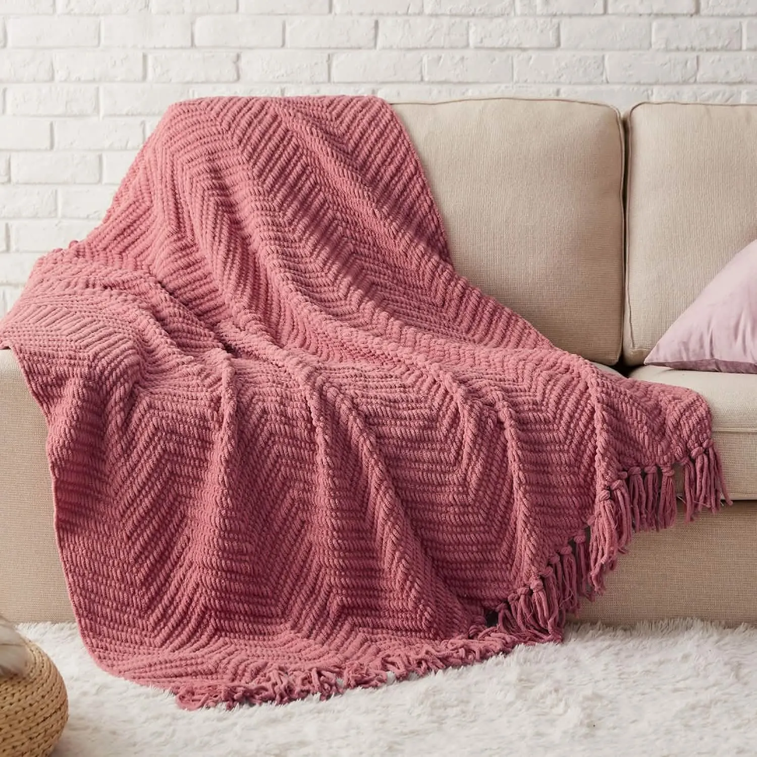 Versatile Knit Woven Chenille Blanket