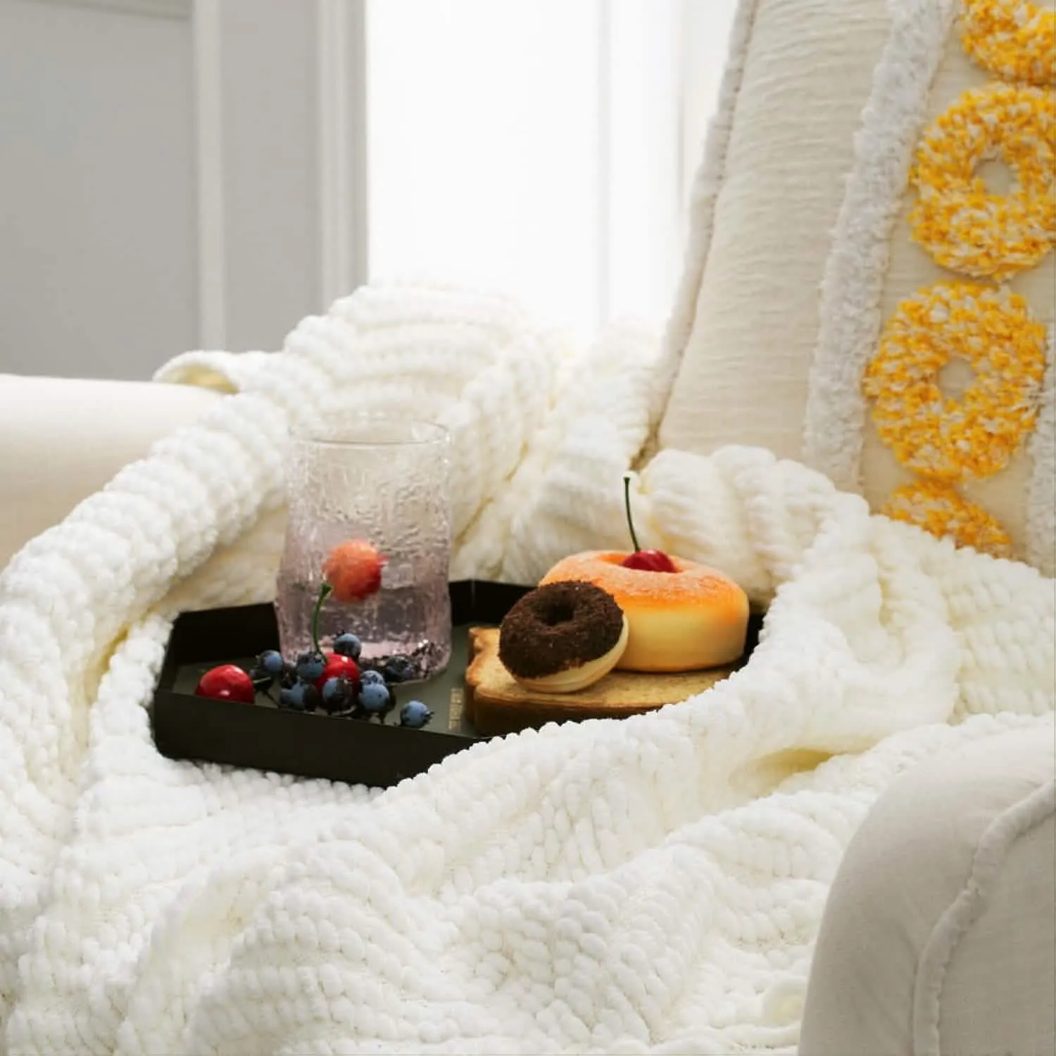 Versatile Knit Woven Chenille Blanket