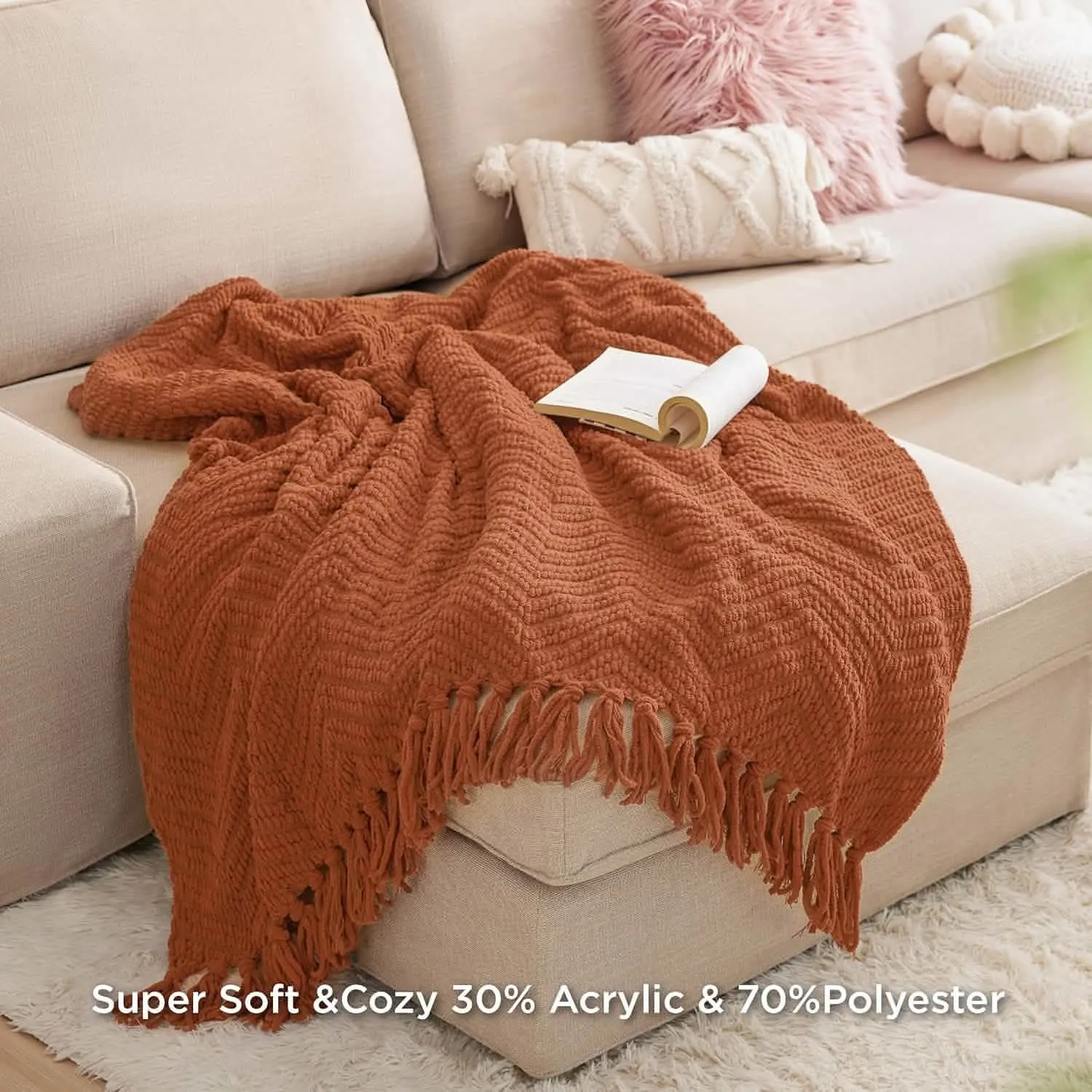 Versatile Knit Woven Chenille Blanket