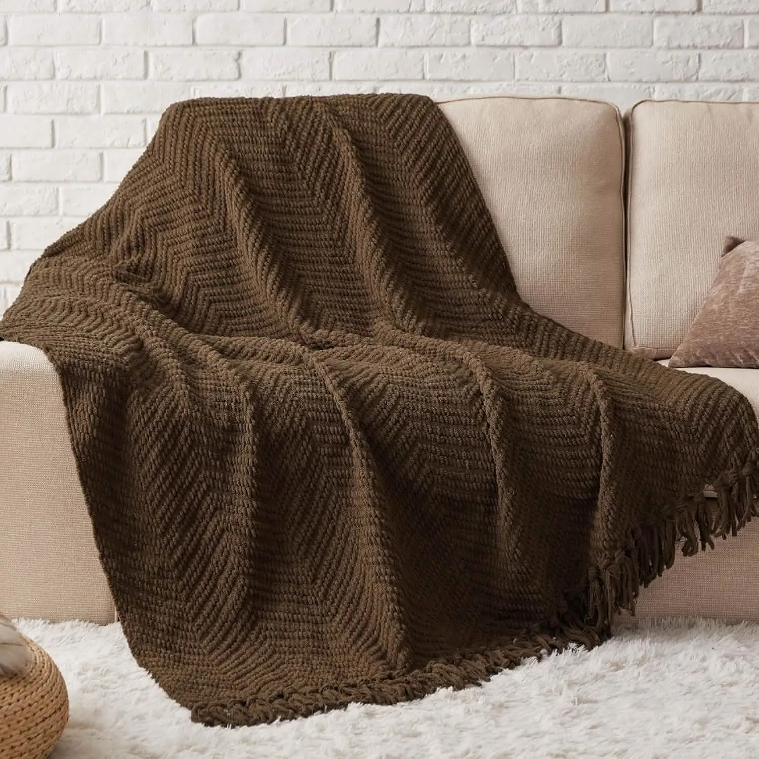 Versatile Knit Woven Chenille Blanket