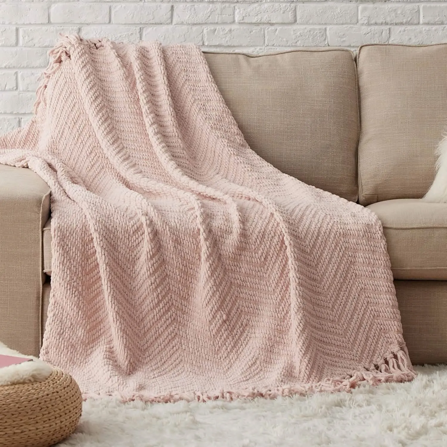 Versatile Knit Woven Chenille Blanket