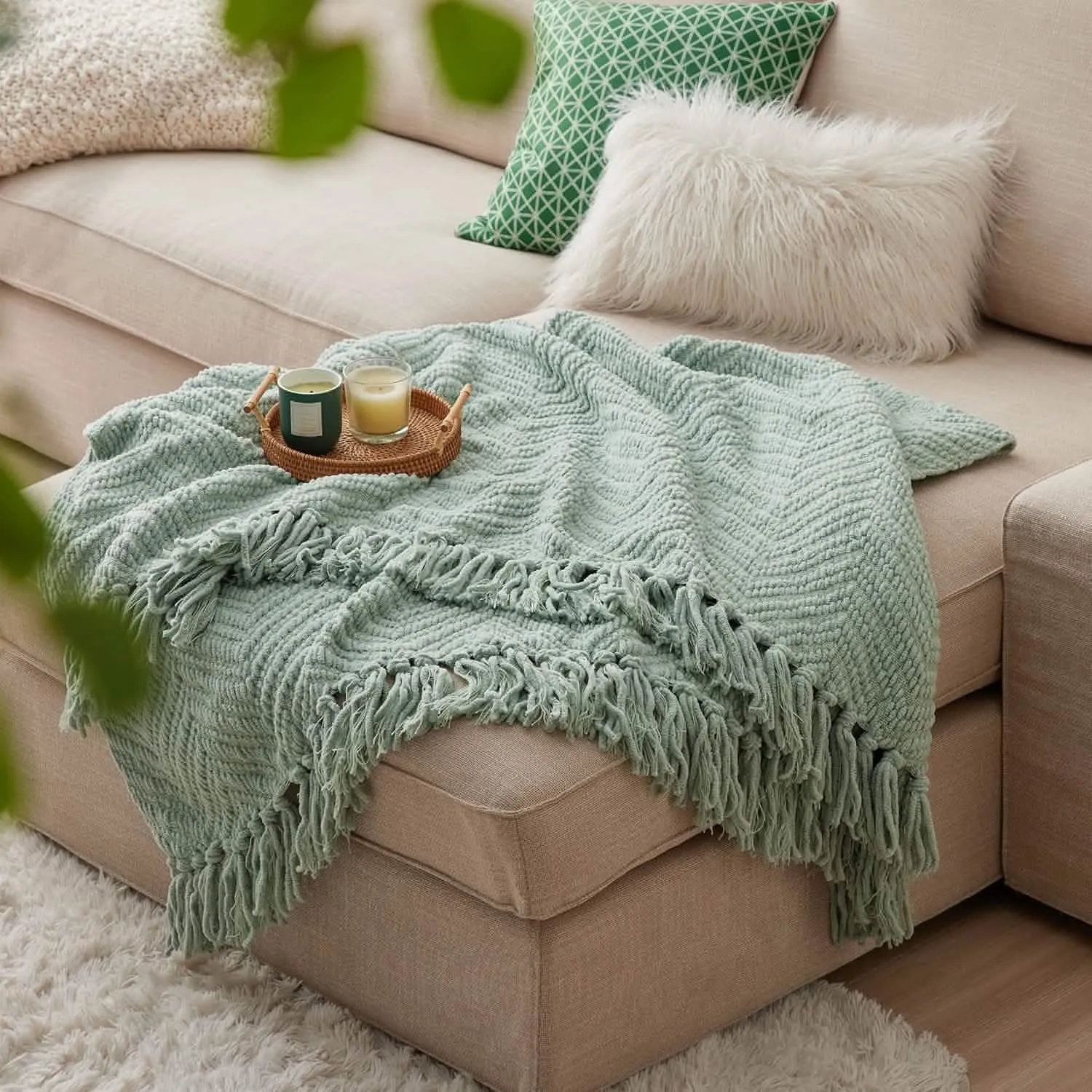 Versatile Knit Woven Chenille Blanket