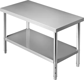 Vevor Prep Table 48" x 24" x 34" Stainless Steel 550 lbs. Capacity with Adjustable Undershelf New