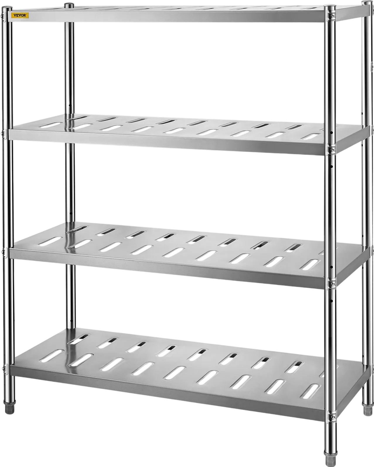 Vevor Storage Shelf 4-Tier Stainless Steel Unit 47.2" x 17.7" x 61" Heavy-Duty with 529 Lbs Total Capacity New