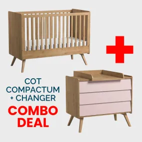 Vintage Cot, Compactum Pink & Changer Bundle