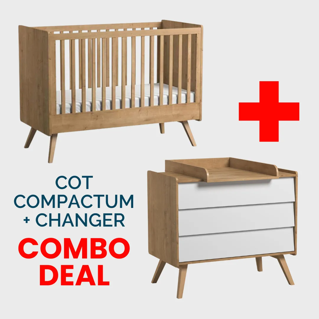 Vintage Cot, Compactum White  & Changer Bundle