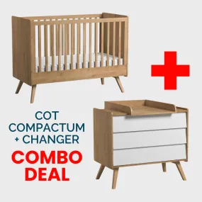 Vintage Cot, Compactum White  & Changer Bundle