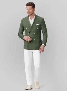 White Olive Green Cotton Suit