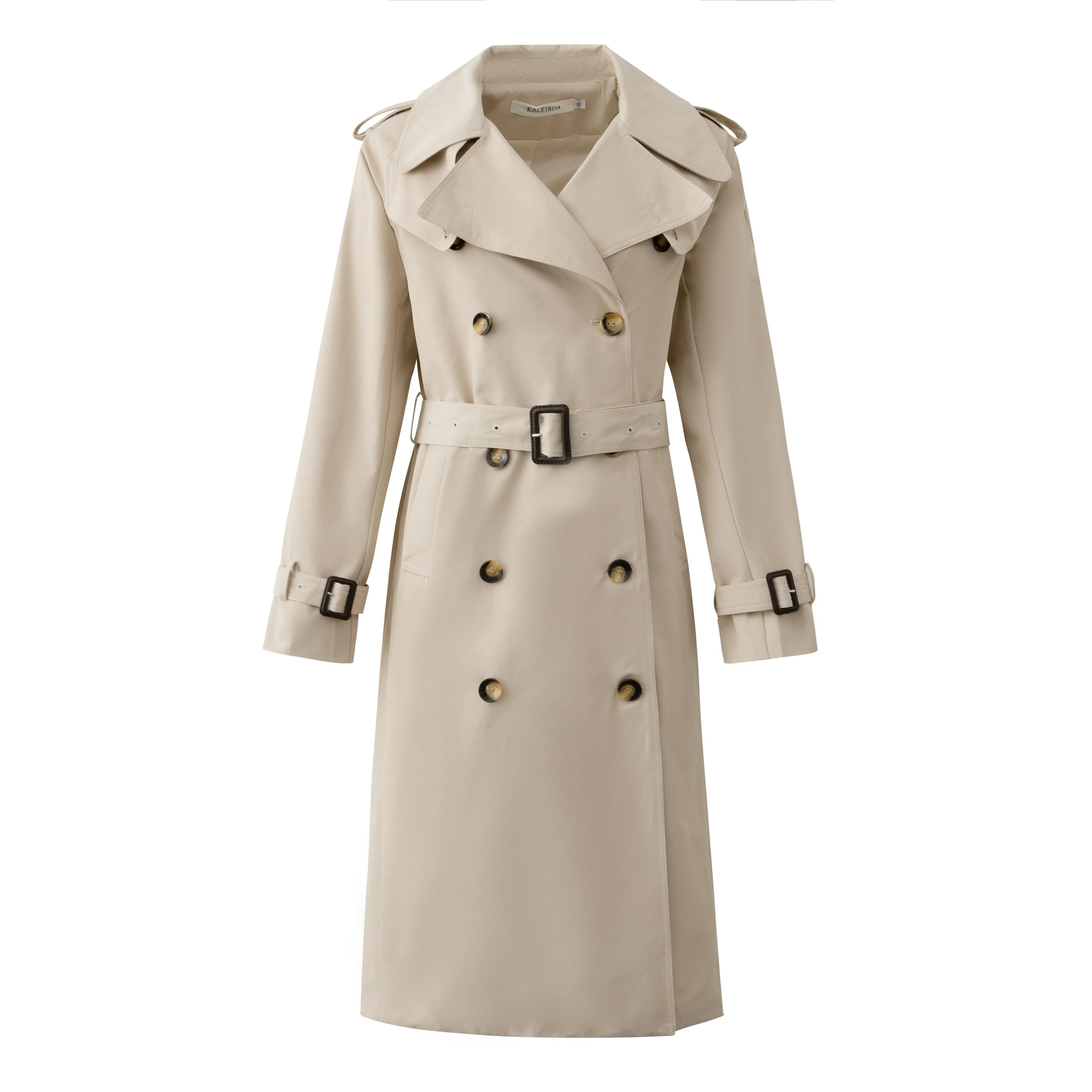 Wjczt 2022 Fall /Autumn Women Casual Double breasted Simple Classic Long Trench coat with belt Chic Female windbreaker