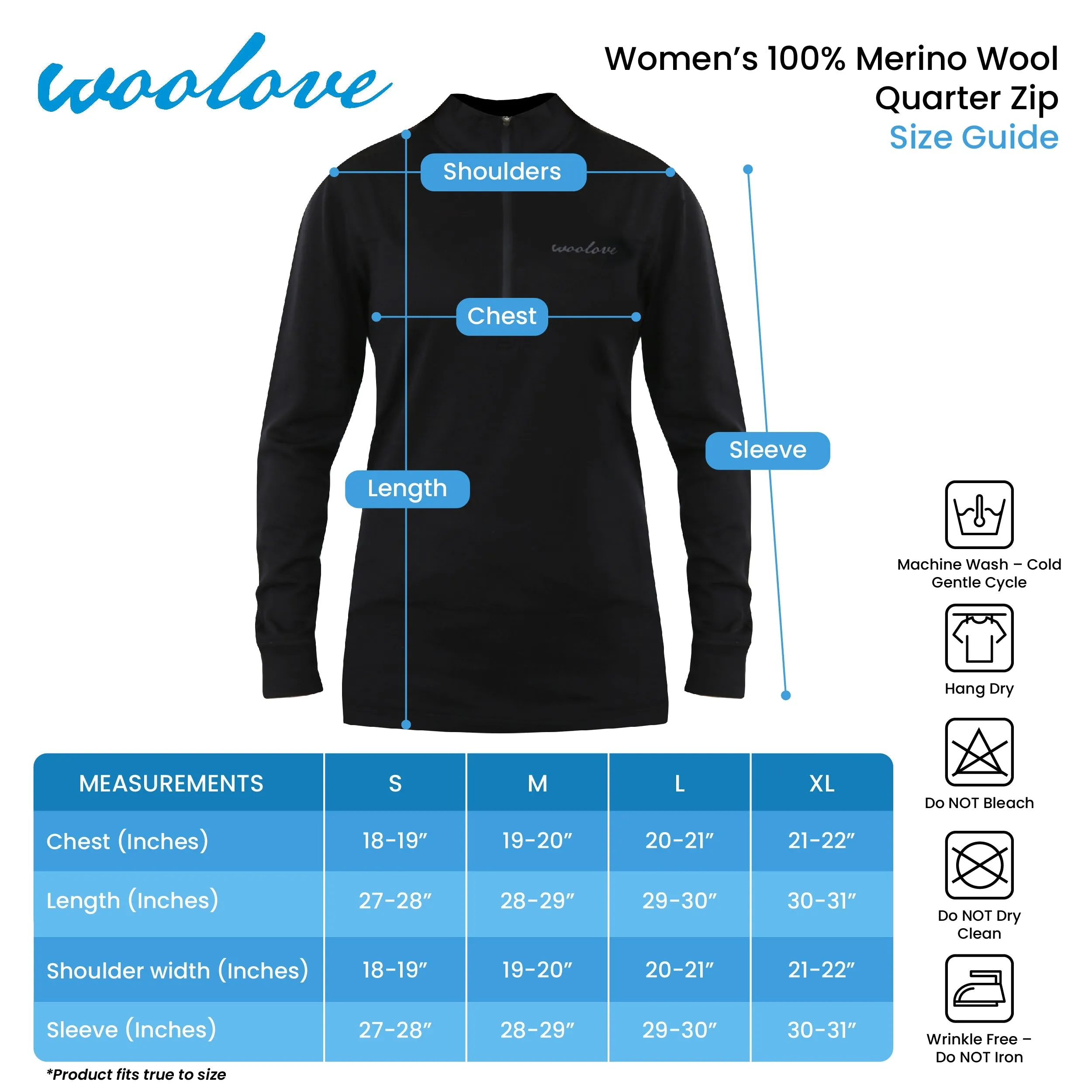 Women's 100% Merino Wool 1/4 Zip Pullover 190 GSM