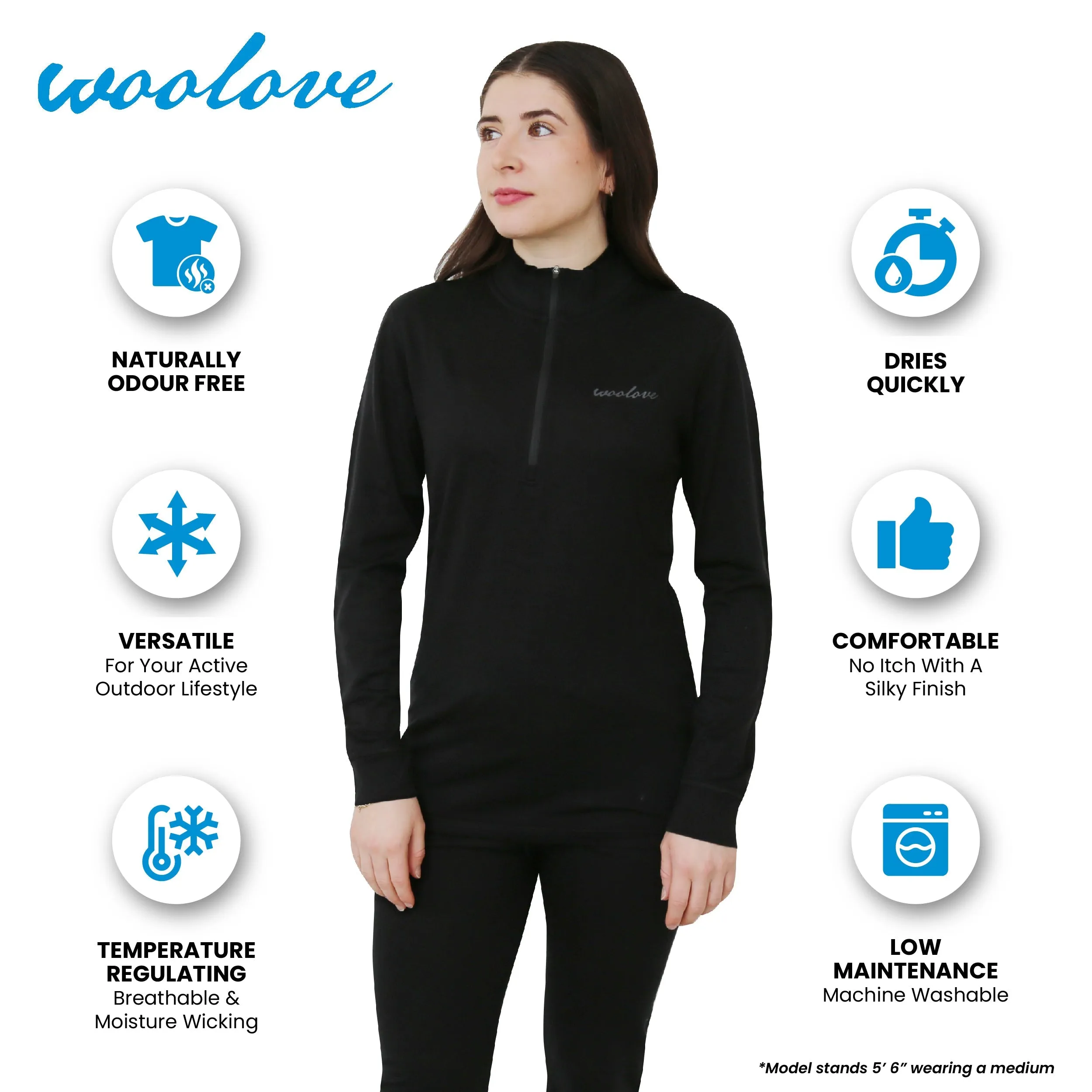 Women's 100% Merino Wool 1/4 Zip Pullover 190 GSM